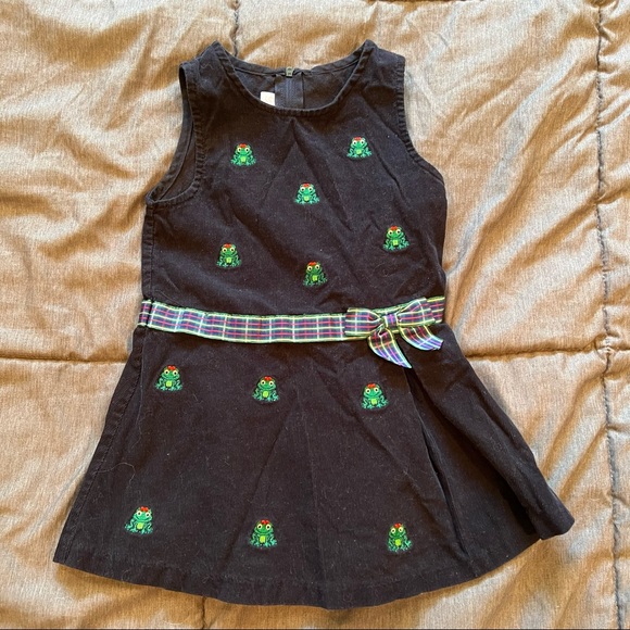 Vintage Bonnie Baby Frog Dress Set Size 24M Plaid Bow Preppy Mock Turtleneck - Picture 12 of 16